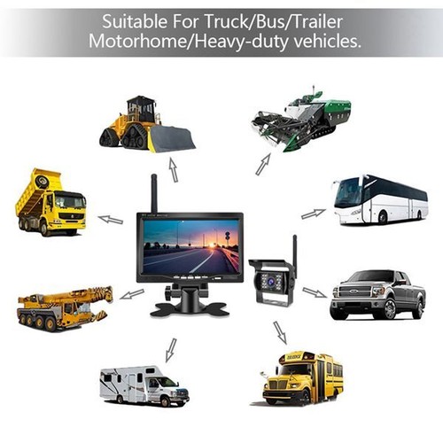 7" Monitor Wireless Backup Rear View Camera System Night Vision For RV Truck Bus - Picture 6 of 14