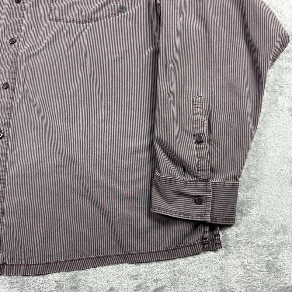 Camisa Mountain Hard Wear Para Hombre XXL Marrón Rayas Manga Larga Bolsillos Abotonados Foto 3 de 4