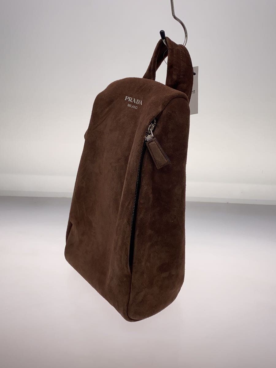 PRADABackpack Rucksack Suede BRW 2VZ114 One Shoulder Backpack Logo ZIPPERー Used thumbnail 2