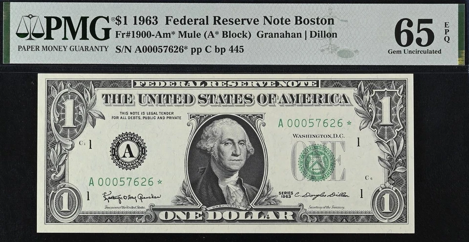 1963 $1 Federal Reserve Note PMG 67EPQ Graded Star District Set Complete 12 Note - Image 2 of 4