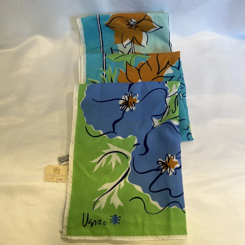 Винтажный VERA цветочный дизайн длинный прямоугольник шарф шеи головы волосы новый с Ярлыками без дыма - Изображение 2 из 4