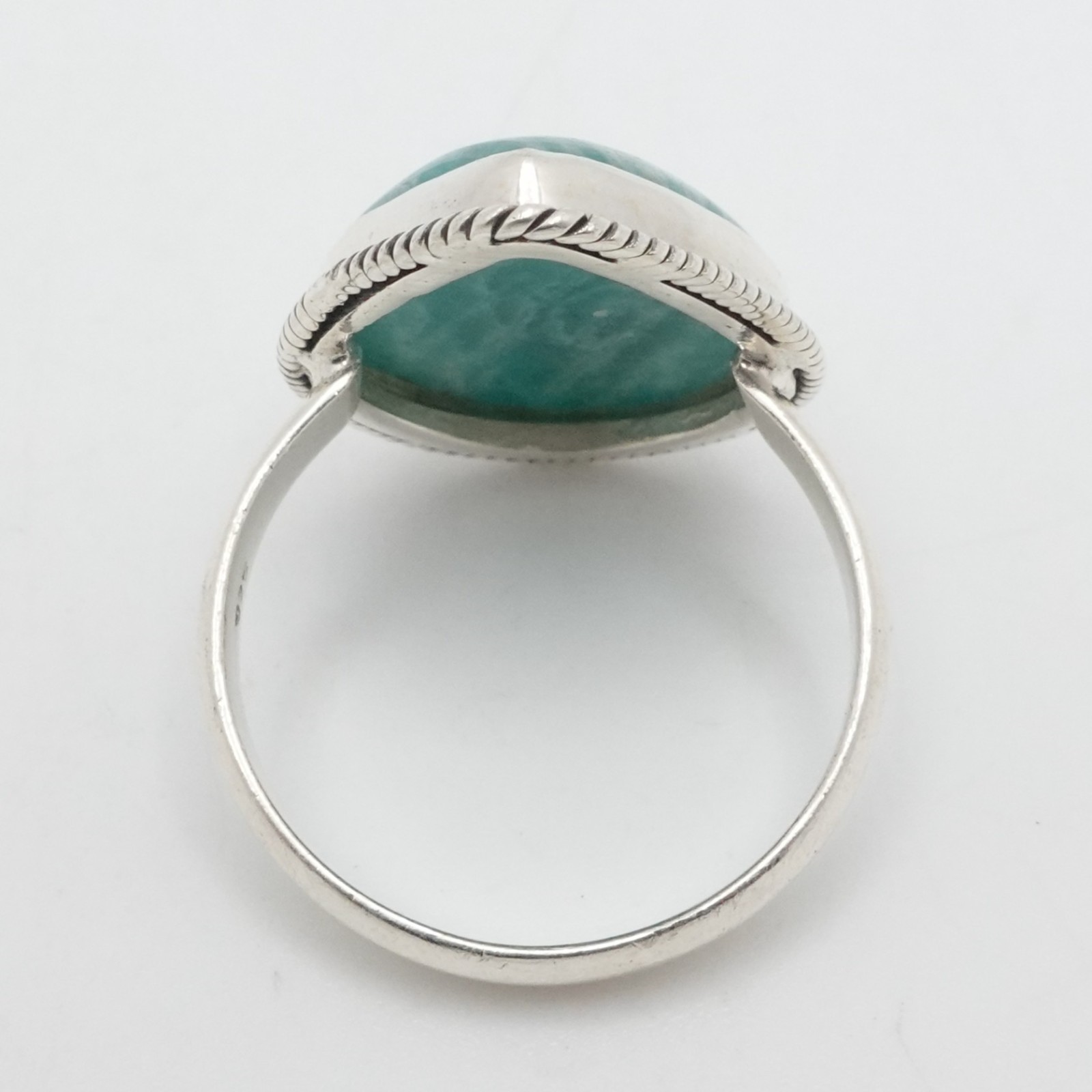 Sterling Silver Amazonite Teardrop Ring Size 12.5 - image 3