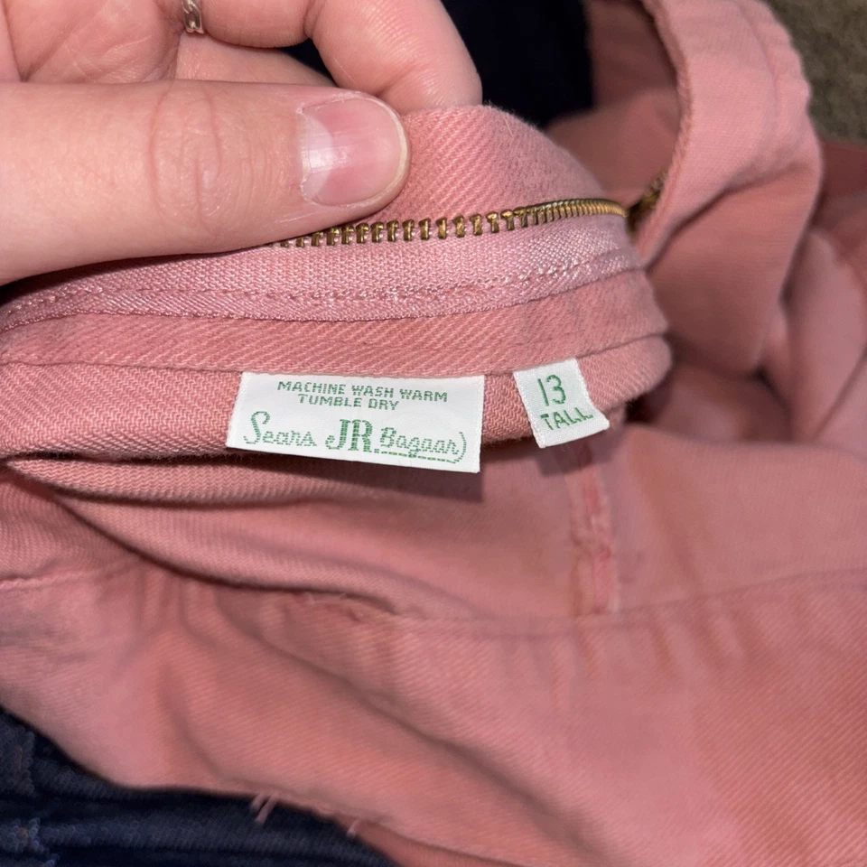 Vintage Anos 70 Sears Juniors Tamanho 13 Rosa Pêssego Perna Larga Flare Bell Bottoms 26x32 - Imagem 4 de 4