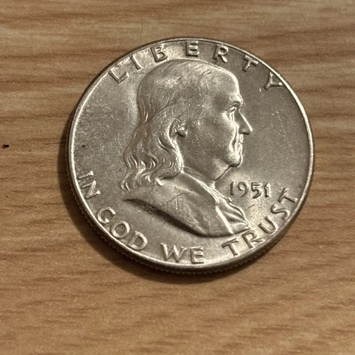 1951 Franklin Half Dollar With Bell Lines Uncirculated