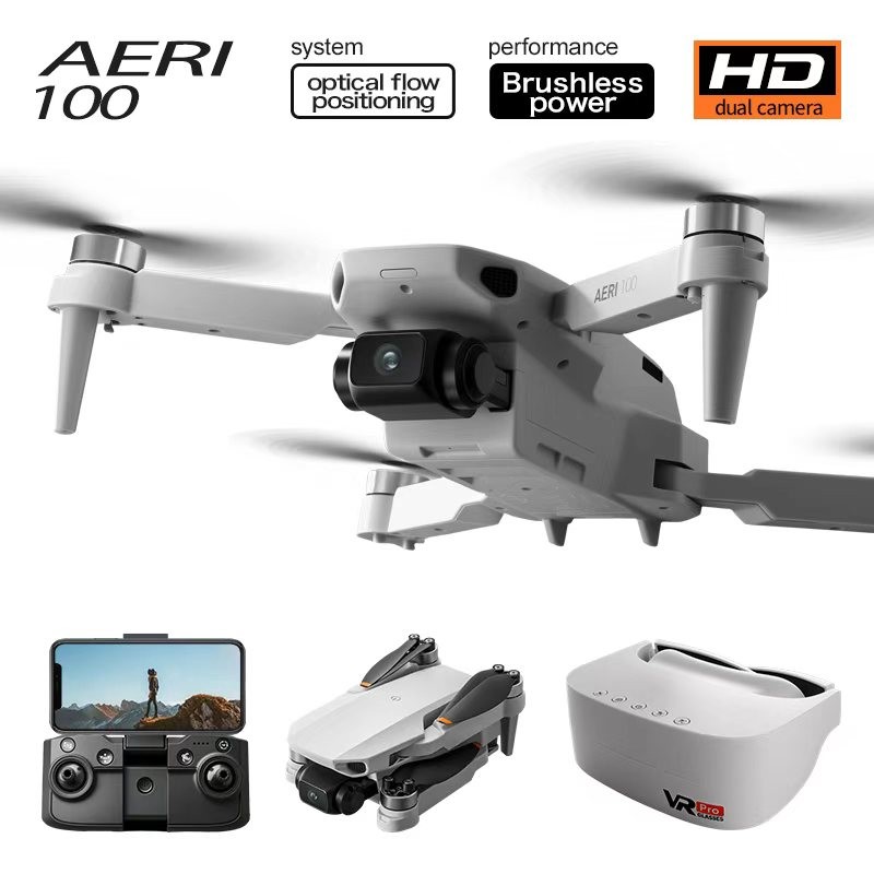 Foldable AERI 100 VR Version Drone with VR Headset 4K FPV, Brushless Motor