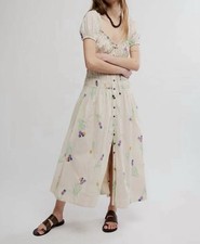 Free People Women's Complete Me Short-Sleeve Midi Dress, Tea Combo, Large NWT