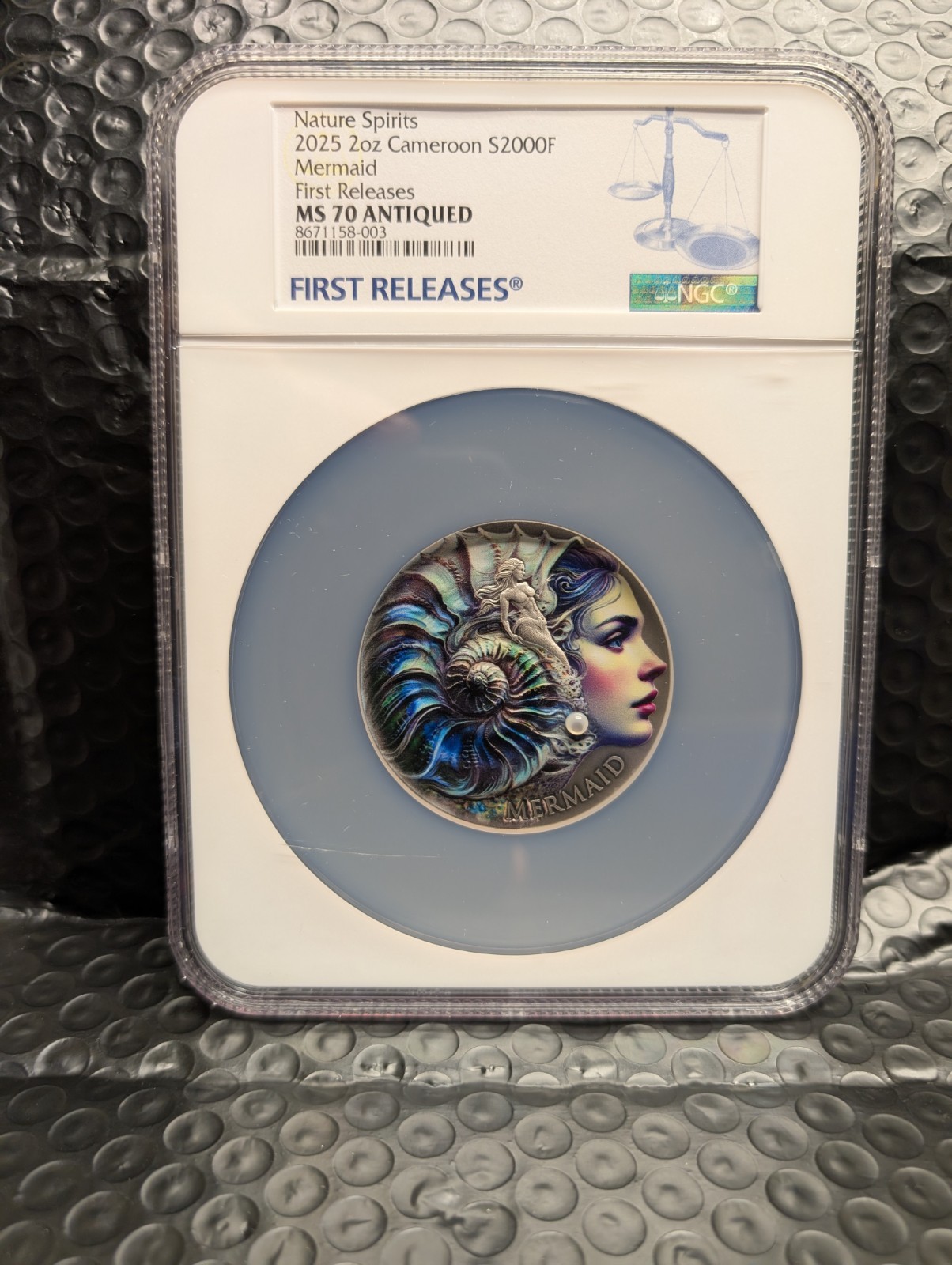 2025 MS 70 ANTIQUED Cameroon Mermaid Nature Spirits 2 oz .999 Silver - POP 11