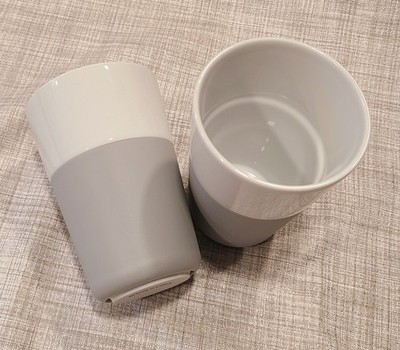 Eva Solo Cafe Latte Mugs Set of 2, Porcelain, Silicone 12 Oz Marble Gray