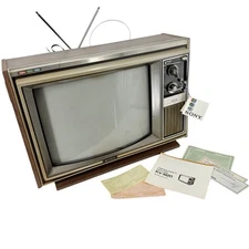 1975 Sony Trinitron KV-1920 UHF VHF 19” Color TV Wood Grain CCRT W/ Antenna RARE
