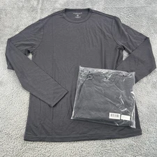 Unbound Merino Shirt Mens Medium Tall Gray Long Sleeve Crewneck Wool Base Layer