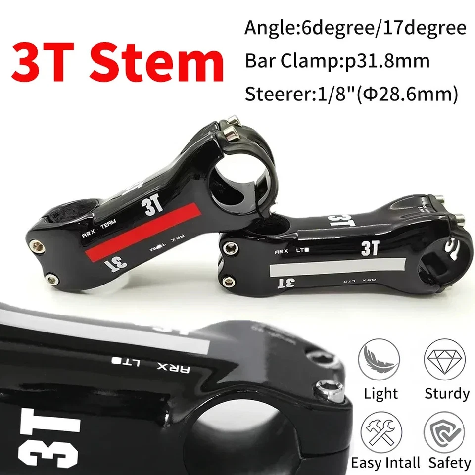 Road Bicycle Carbon Fiber Stem Angle 6° 17° Degree/Steerer 28.6mm Diameter  - Image 2 of 4