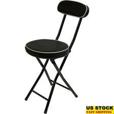 Folding Stool W/ Padded Seat Lightweight Portable Metal Frame Comfortable Design