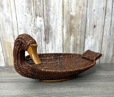 Wicker Duck / Swan Basket Wicker Woven Rattan Wood Beak Bird Cottage Heritage