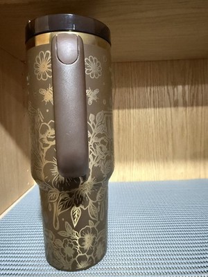 40oz Stanley Tumbler with handle- Laser Engraved- Brown Gold