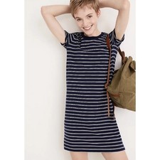 MADEWELL 100% Cotton T-Shirt Dress Navy Blue White Stripe Casual Nautical S