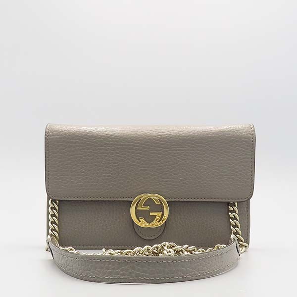 Gucci GG Interlocking Grey Leather Mini Crossbody Bag with Long Strap