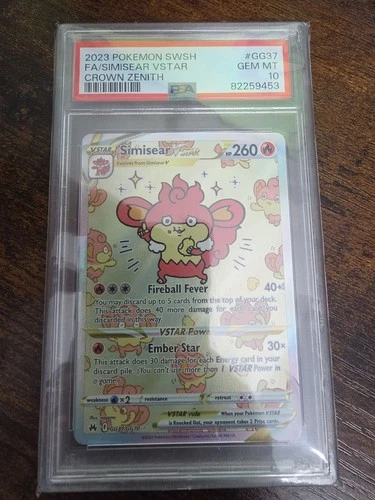 Pokémon Simisear VSTAR Crown Zenith Galarian Gallery GG37/GG70 PSA 10