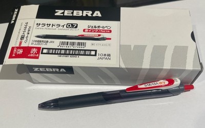Qty 10 ZEBRA Gel Rollerball Pens SARASA dry 0.7mm Red Ink JJB31-R Retractable