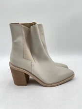 Women’s Crown Vintage Pimmy Bootie Beige Leather Ankle Boot Size 8.5M