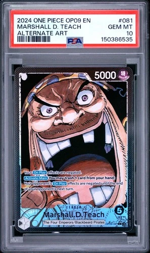 2024 One Piece OP09 #081 Marshall D. Teach Alternate Art Leader PSA 10 GEM MT