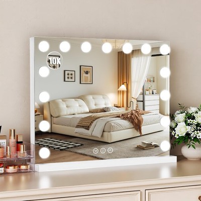 Mirror with Lights 23 L x 18 W Hollywood Dimmable 10x Magnification Vanity Large