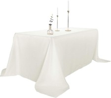 2pack 90x156 Inch Ivory Rectangular Tablecloth 8 Feet Table Cloth in Polyester