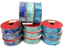 HOLIDAY INSPIRATIONS 7/8 IN X 9 FT GLITTER SNOWFLAKE VARIETY WIRED RIBBON