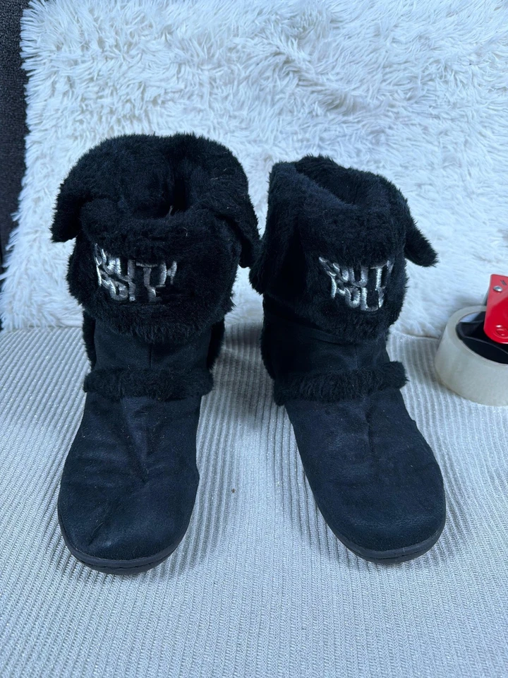 Botas Pólo Sul Femininas Tamanho 10 Preto Pele Sintética Cabine Chinelo Casa Sapatos - Imagem 3 de 4