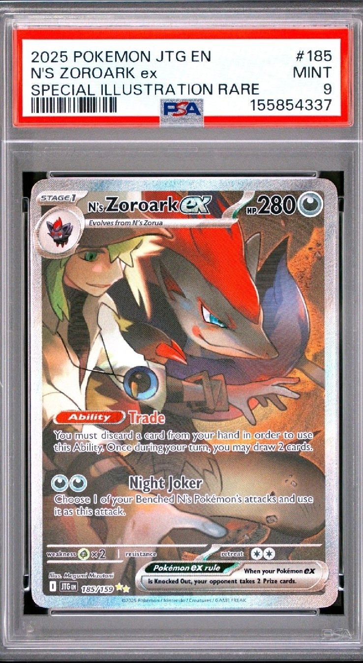 N'S Zoroark Ex 2025 Pokemon Jtg En-Journey Together #185 Illustration Rare PSA 9