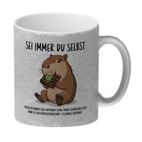 Capybara Frisst Dubai-Schokolade Glitzer-Kaffeebecher - Sei Immer Du Selbst