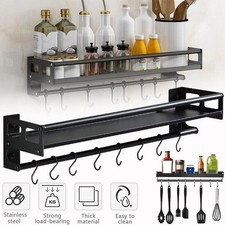 Kitchen Hook Rack Wall Mounted Utensil Rack Kitchen Shelf Organiser Spice Racks