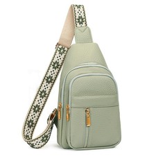 Women  s Leather Crossbody Bag Fanny Pack Sling Chest Bag Trendy Purse