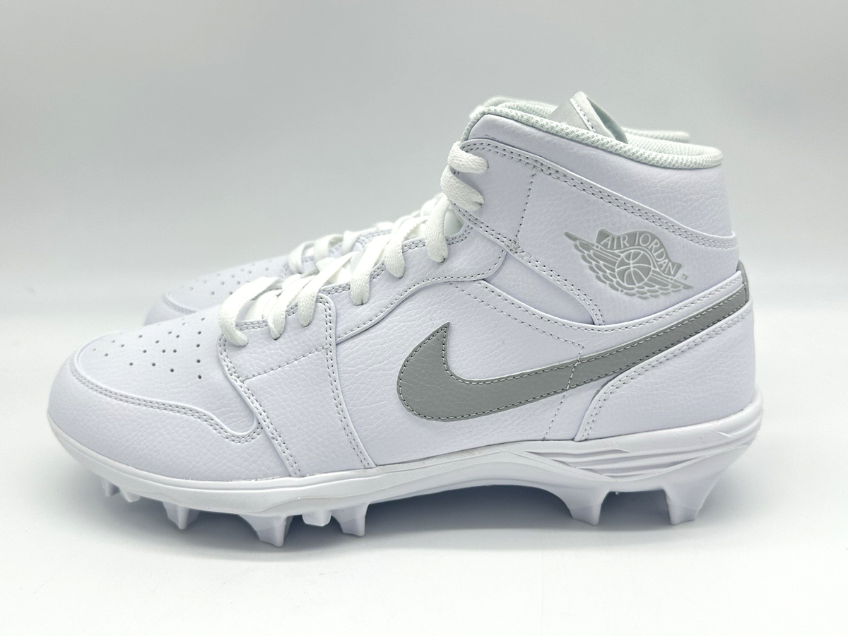Nike Air Jordan 1 Mid TD Men's Size 12 White Grey Fog Football