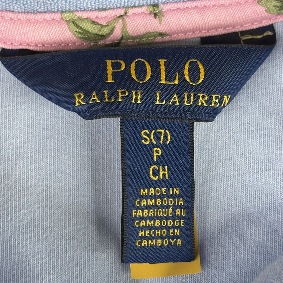 Camisa Polo Ralph Lauren Niñas Pequeña 7 Azul Terry Manga Corta Carne Pony Logo Foto 4 de 4