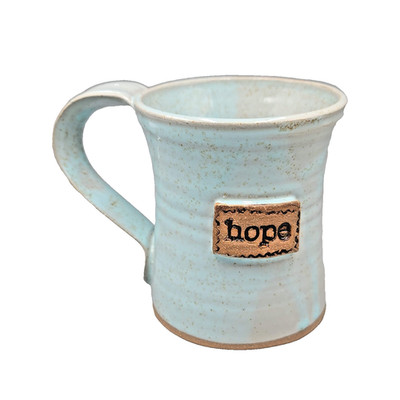 Hope Coffee Mug Blue Pottery Vessels of Hope House for Women Christy Chapman