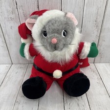 Vintage Santa Mouse Plush with Santa Sac 12" Sitting JC Penney Christmas Holiday