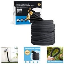 Non-Expanding Garden Hose 50FT Lightweight Flexible Burst-Resistant Lead-Free