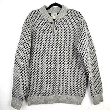 LL Bean Men's Classic Rag Lambs Wool 1/4 Button Pullover Sweater Medium Tall