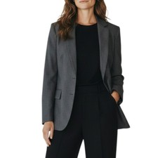 Theory Aaren Gray Virgin Wool Blazer Women's Size 6 2-Button Quiet Luxury Office