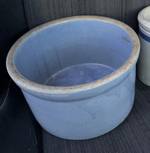 Antique Red Wing Blue Glaze Stoneware Pottery Butter Crock