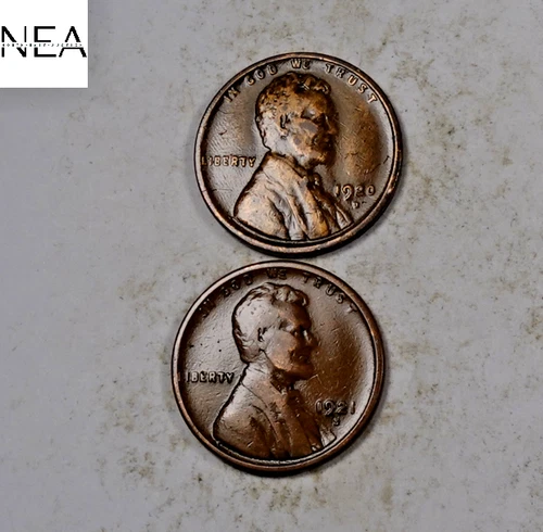 1920-D+1921-S Lincoln Wheat Cent Set/Lot ~ Fine/VF ~ 2 Coins ~ ZWL51