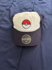 Bioworld Adjustable OSFM pokemon Blue And White Cap With Pokeball NWT