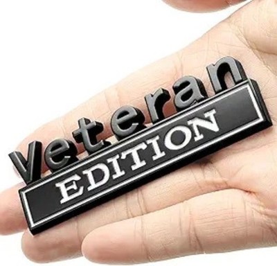 Veteran Edition Car Emblem with 2 Adhesives, 3D Badg Dec  Color: Black & White