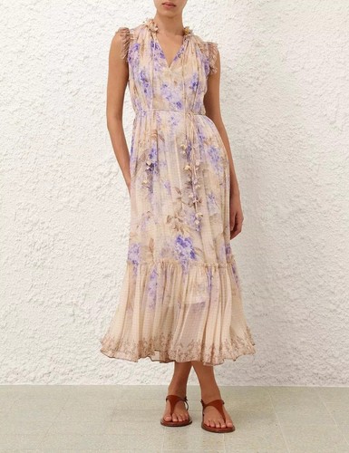 Robe Max Studio Sans Manches Col V - Imprimé Fleuri - Taille XS - Occasion Très Bon état