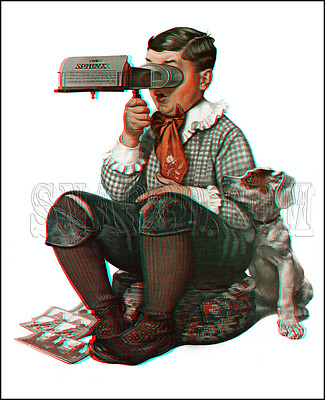 The Sphinx Stereoscope Viewer Norman Rockwell Saturday Evening Post 3D Anaglyph