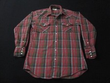 Vintage Key Imperial Flannel Shirt Pearl Snap Plaid Medium Long Made In USA
