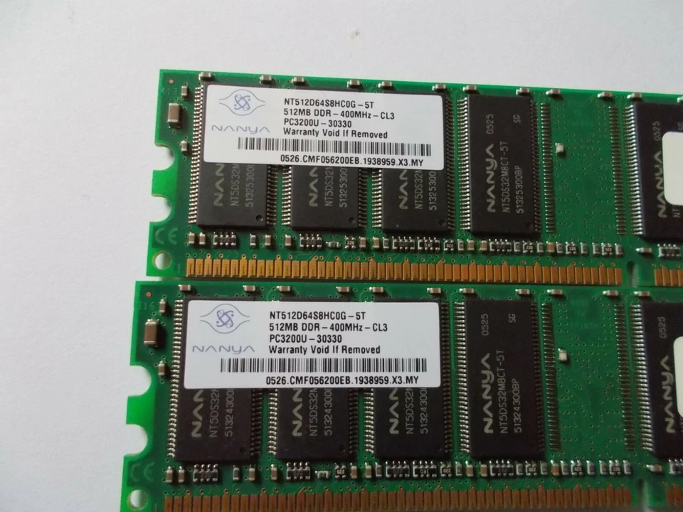 Nanya NT512D64S8HC0G-5T DDR1/400 PC3200, Memory RAM, 2 X 512MB, #SU158 - Image 2 of 3