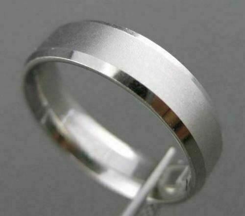 ANILLO ANILLO DE BODA PARA HOMBRE ORO BLANCO 14KT MATE Y BRILLANTE CLÁSICO 5mm #23137 - Imagen 11 de 12