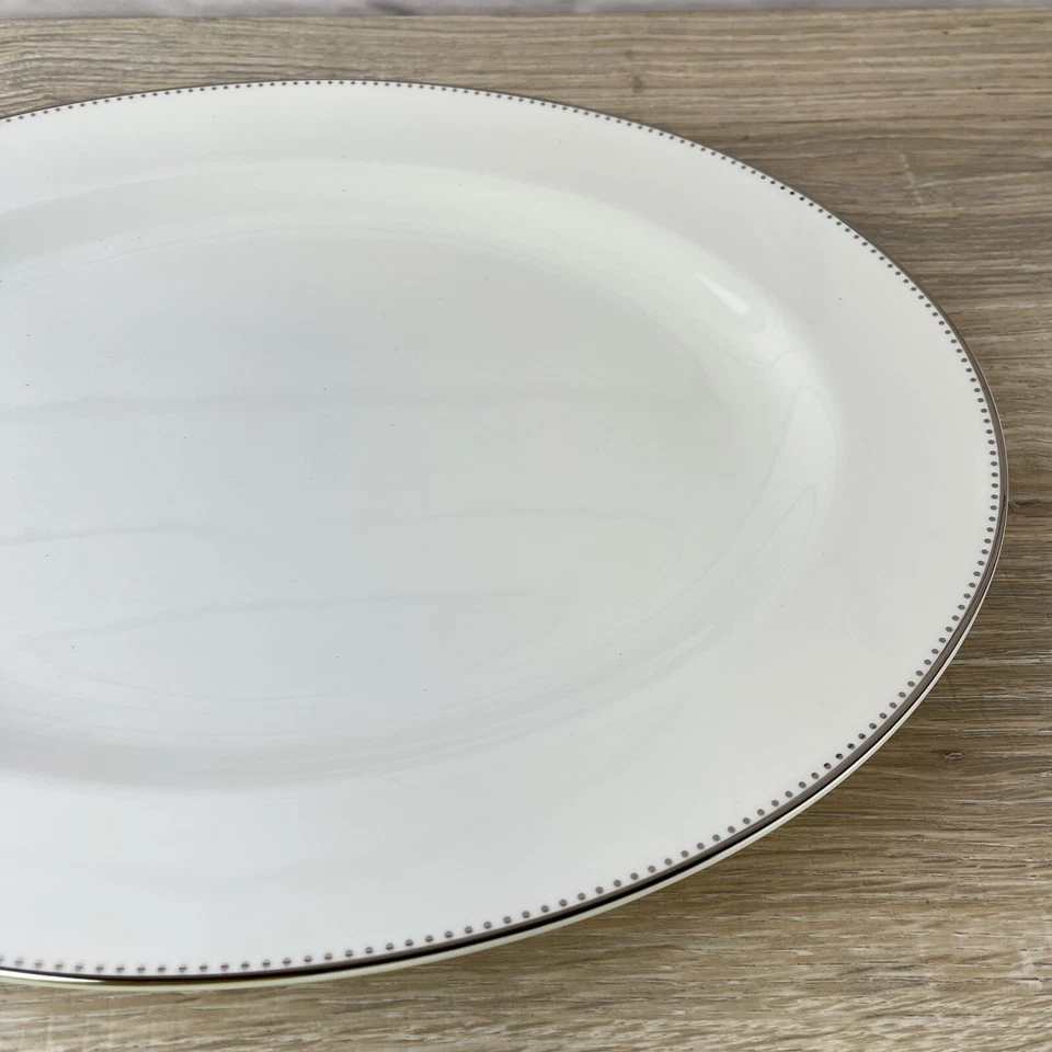 Mikasa Contessa Platinum CAW01 Bone China Silver & White 14.5" Oval Platter - Image 4 of 4