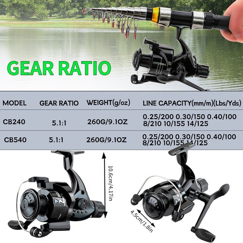 Fishing Spinning Reel 5.1/1 Gear Ratio Metal Spool Carp Fishing Reel (Gold) FR - Photo 7/7
